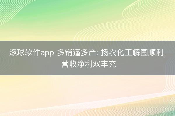 滚球软件app 多销逼多产: 扬农化工解围顺利， 营收净利双丰充