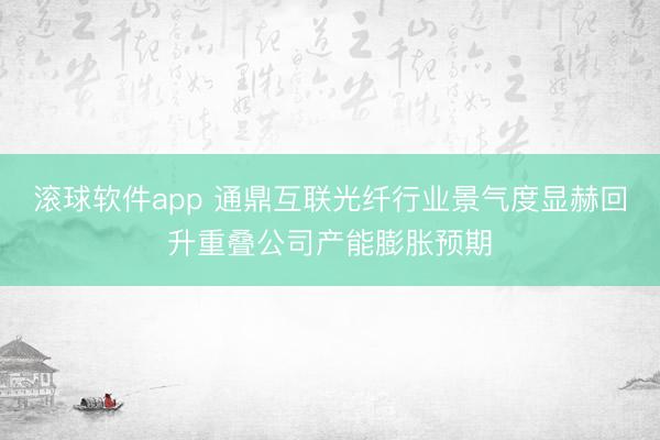 滚球软件app 通鼎互联光纤行业景气度显赫回升重叠公司产能膨胀预期