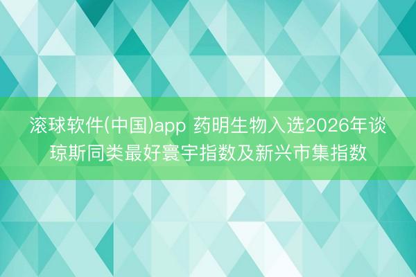 滚球软件(中国)app 药明生物入选2026年谈琼斯同类最好寰宇指数及新兴市集指数
