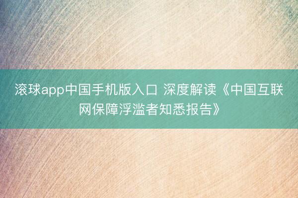滚球app中国手机版入口 深度解读《中国互联网保障浮滥者知悉报告》