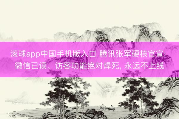 滚球app中国手机版入口 腾讯张军硬核官宣: 微信已读、访客功能绝对焊死， 永远不上线