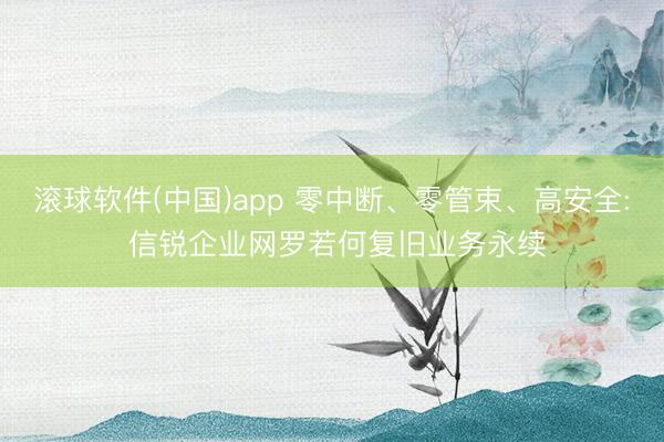 滚球软件(中国)app 零中断、零管束、高安全: 信锐企业网罗若何复旧业务永续