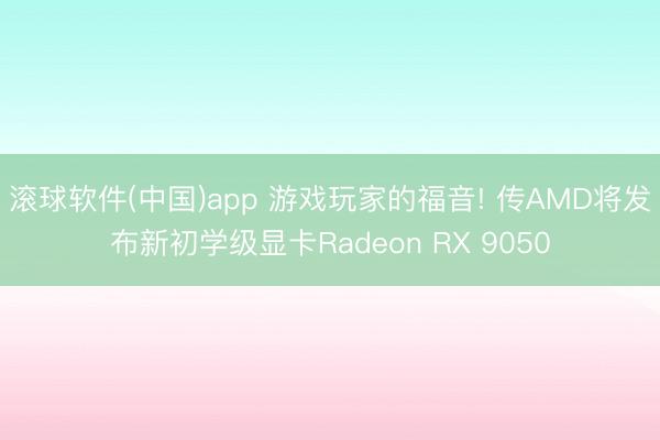 滚球软件(中国)app 游戏玩家的福音! 传AMD将发布新初学级显卡Radeon RX 9050
