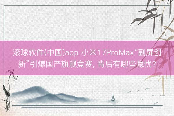 滚球软件(中国)app 小米17ProMax“副屏创新”引爆国产旗舰竞赛， 背后有哪些隐忧?