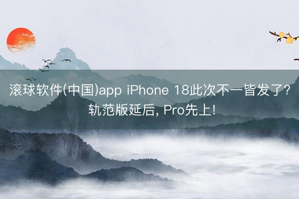 滚球软件(中国)app iPhone 18此次不一皆发了? 轨范版延后， Pro先上!