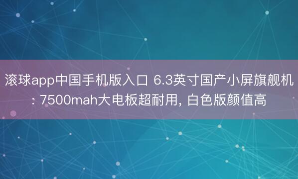 滚球app中国手机版入口 6.3英寸国产小屏旗舰机: 7500mah大电板超耐用， 白色版颜值高