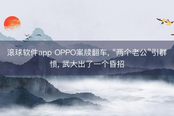 滚球软件app OPPO案牍翻车， “两个老公”引群愤， 武大出了一个昏招