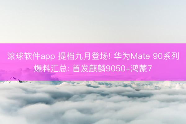 滚球软件app 提档九月登场! 华为Mate 90系列爆料汇总: 首发麒麟9050+鸿蒙7
