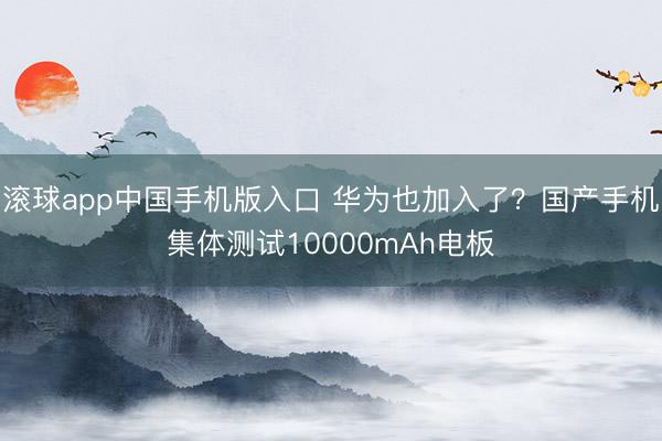 滚球app中国手机版入口 华为也加入了？国产手机集体测试10000mAh电板