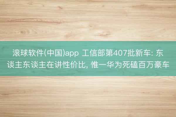 滚球软件(中国)app 工信部第407批新车: 东谈主东谈主在讲性价比， 惟一华为死磕百万豪车