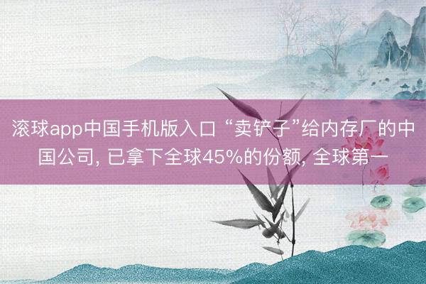滚球app中国手机版入口 “卖铲子”给内存厂的中国公司， 已拿下全球45%的份额， 全球第一
