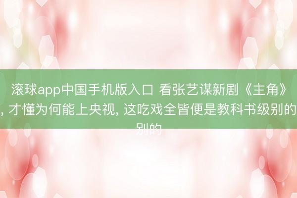 滚球app中国手机版入口 看张艺谋新剧《主角》， 才懂为何能上央视， 这吃戏全皆便是教科书级别的