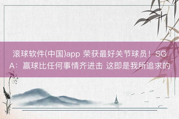 滚球软件(中国)app 荣获最好关节球员！SGA：赢球比任何事情齐进击 这即是我所追求的