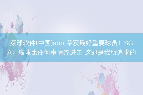 滚球软件(中国)app 荣获最好重要球员！SGA：赢球比任何事情齐进击 这即是我所追求的
