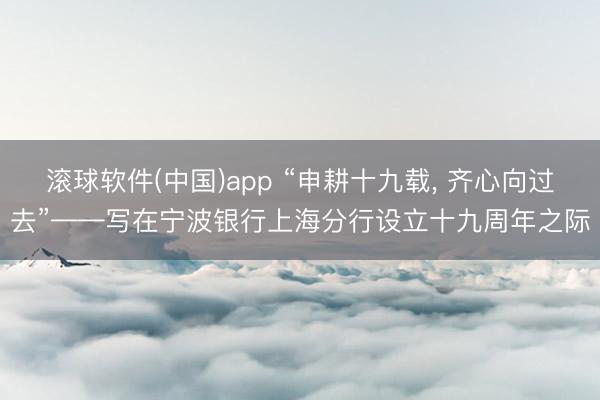 滚球软件(中国)app “申耕十九载, 齐心向过去”——写在
