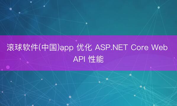 滚球软件(中国)app 优化 ASP.NET Core Web API 性能