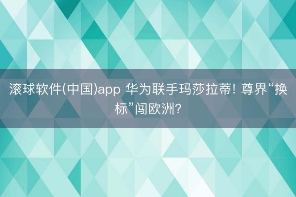 滚球软件(中国)app 华为联手玛莎拉蒂! 尊界“换标”闯欧洲?