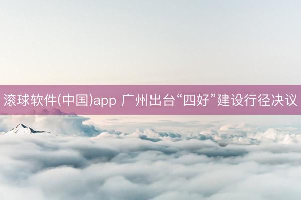 滚球软件(中国)app 广州出台“四好”建设行径决议