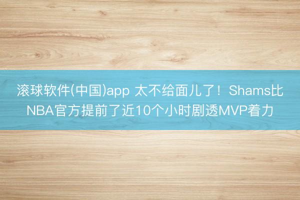 滚球软件(中国)app 太不给面儿了！Shams比NBA官方提前了近10个小时剧透MVP着力