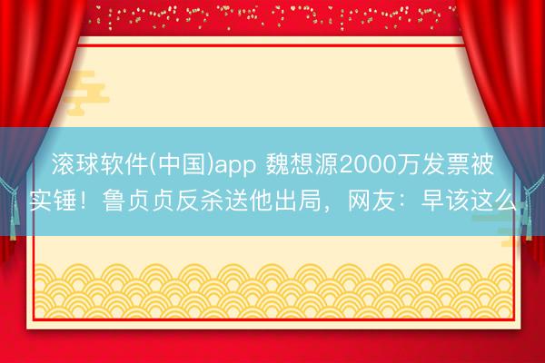 滚球软件(中国)app 魏想源2000万发票被实锤!鲁贞贞反杀送他出局,网友:早该这么