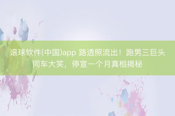 滚球软件(中国)app 路透照流出！跑男三巨头同车大笑，停宣一个月真相揭秘
