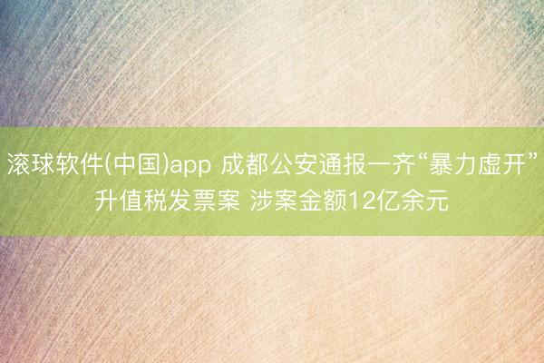 滚球软件(中国)app 成都公安通报一齐“暴力虚开”升值税发票案 涉案金额12亿余元