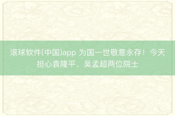 滚球软件(中国)app 为国一世敬意永存！今天担心袁隆平、吴孟超两位院士