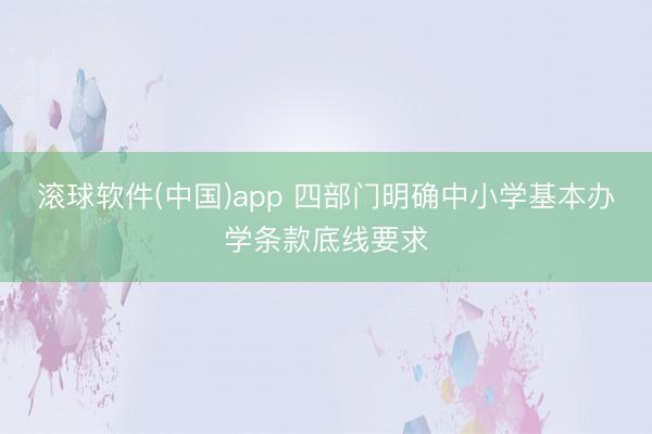 滚球软件(中国)app 四部门明确中小学基本办学条款底线要求