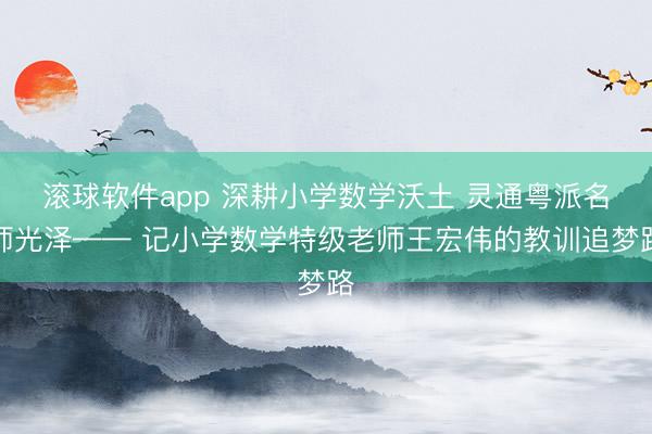 滚球软件app 深耕小学数学沃土 灵通粤派名师光泽—— 记小学数学特级老师王宏伟的教训追梦路