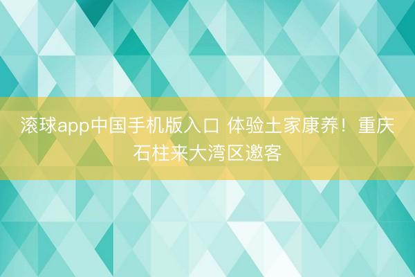 滚球app中国手机版入口 体验土家康养！重庆石柱来大湾区邀客