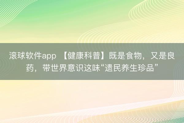 滚球软件app 【健康科普】既是食物，又是良药，带世界意识这味“遗民养生珍品”