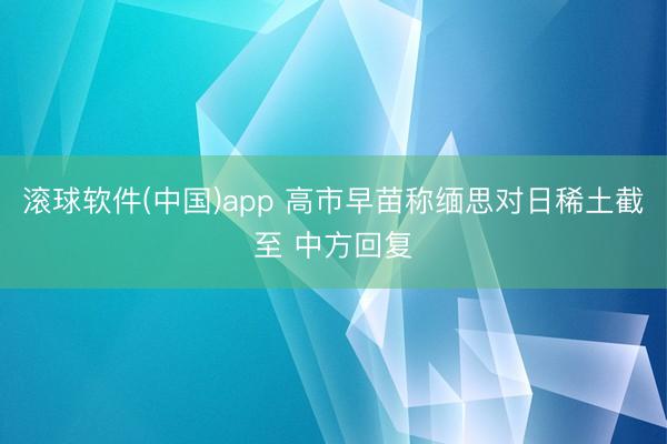 滚球软件(中国)app 高市早苗称缅思对日稀土截至 中方回复