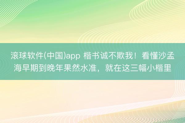 滚球软件(中国)app 楷书诚不欺我！看懂沙孟海早期到晚年果然水准，就在这三幅小楷里